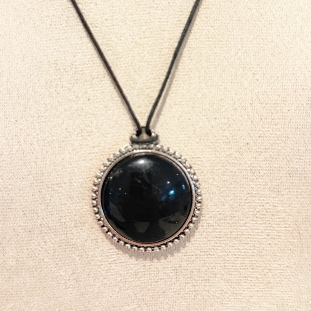 Pure Expressions Black Pendant Necklace Silver Tone Cord Goth 18–21" New